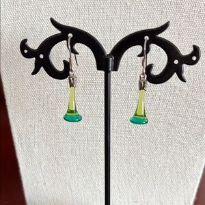Sterling Silver and Glass Drop Earrings #304